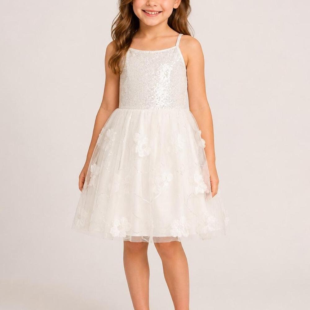 Nwt girls white sequin floral